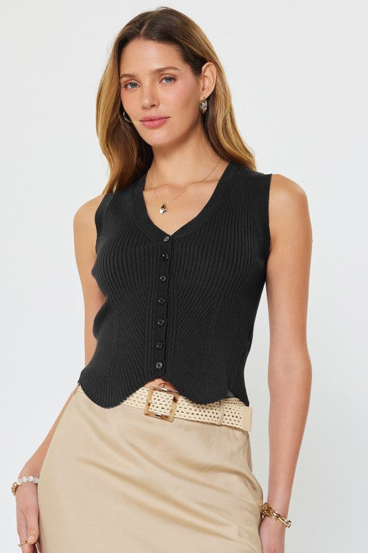 Ribbed knit sweater vest