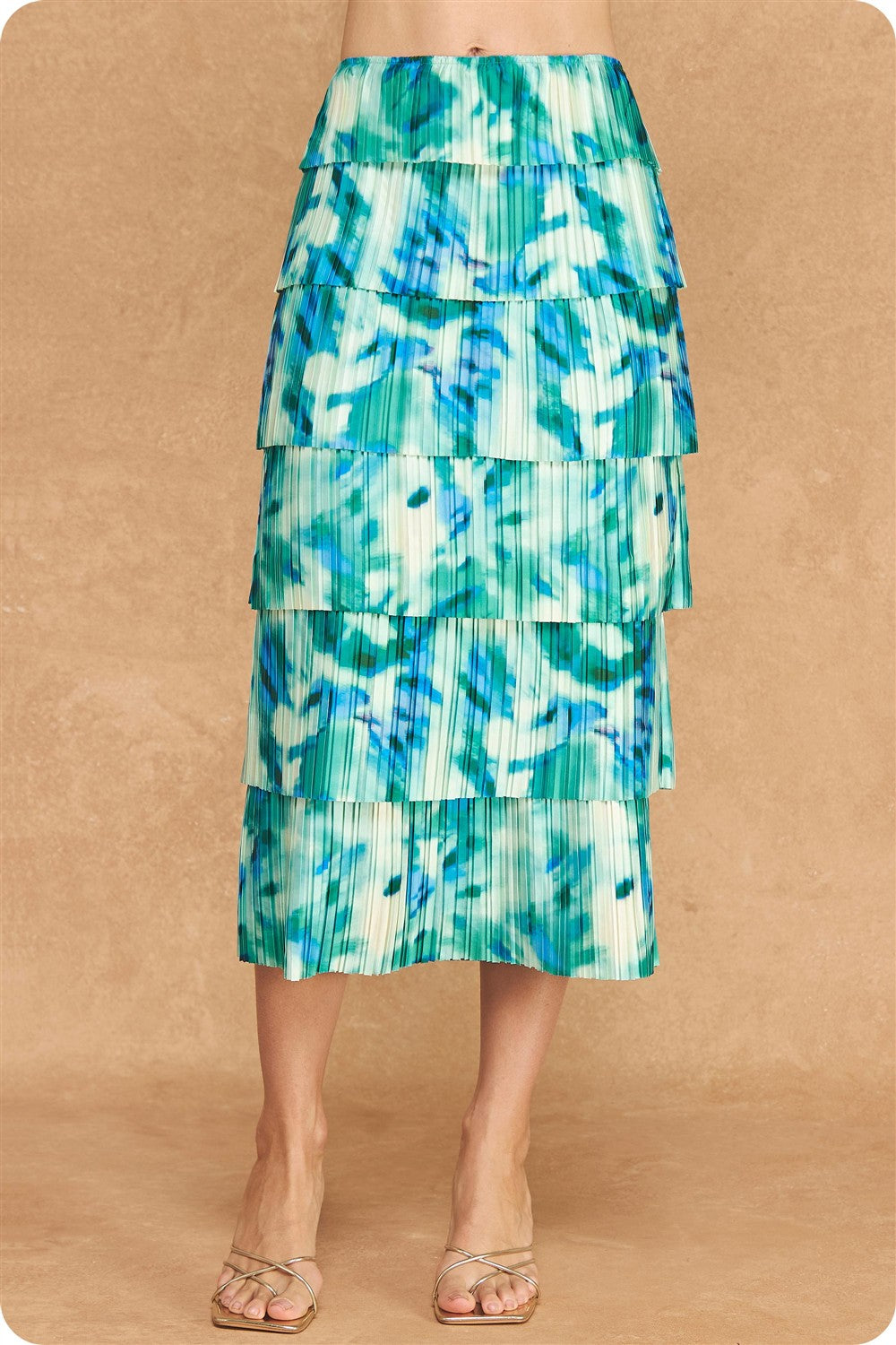 Pleated watercolor satin set