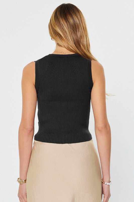 Ribbed knit sweater vest