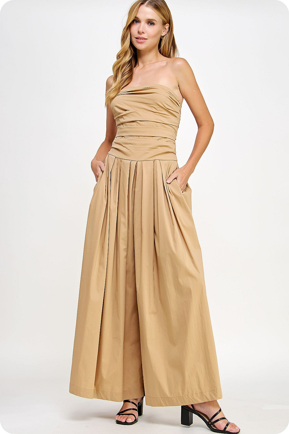 TUBE POPLIN WIDE JUMPSUIT