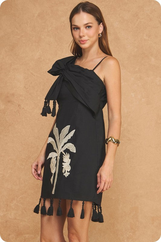 Palm dress with tassels