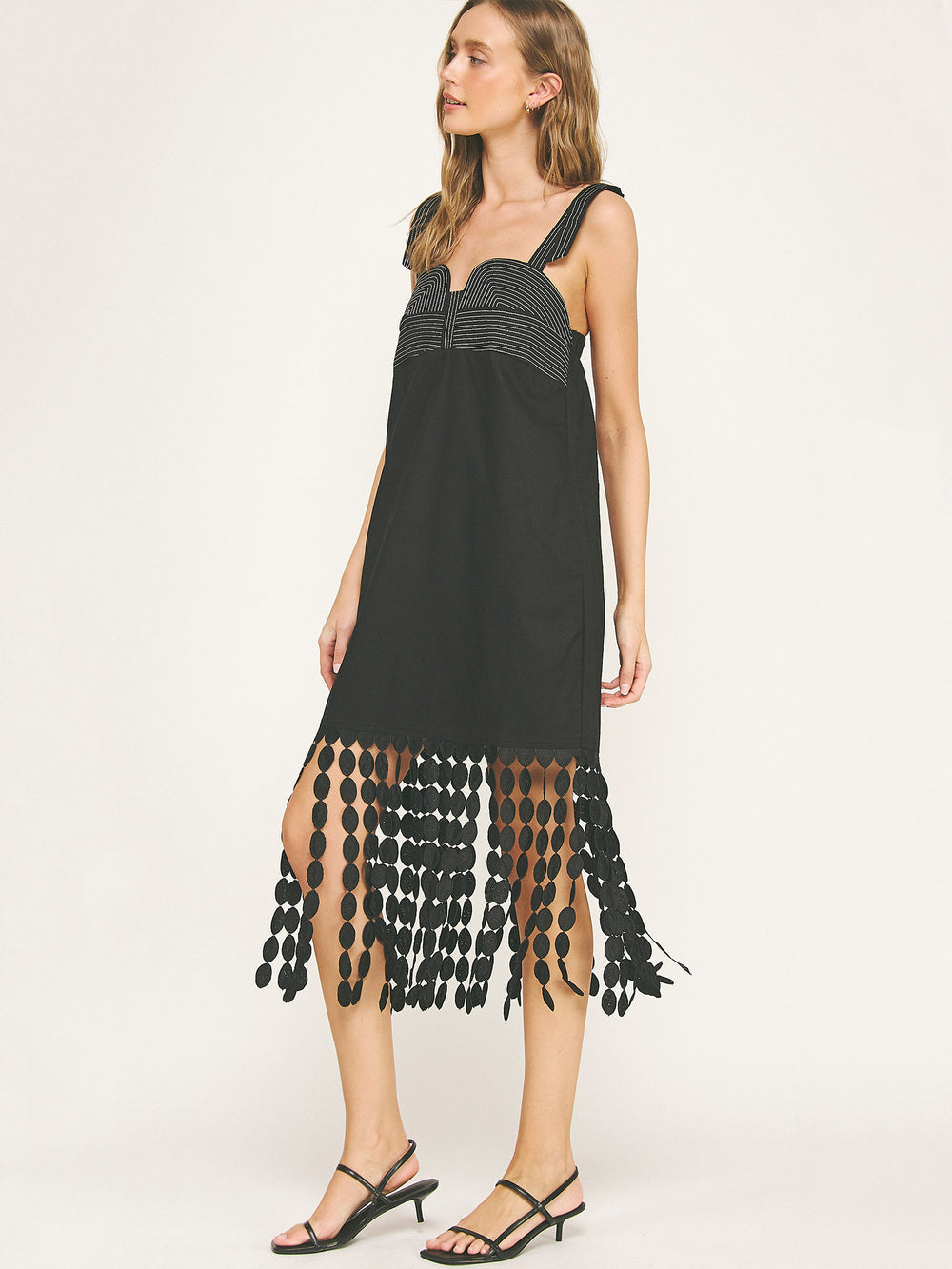 Midi strapless tassels