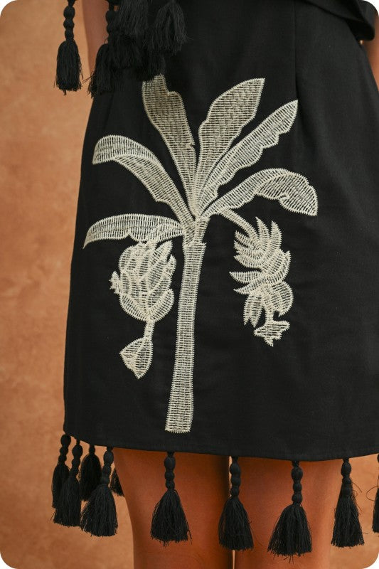 Palm dress with tassels