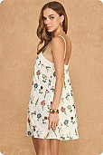 EMBROIDERY LINEN SLEEVELSS MINI DRESS