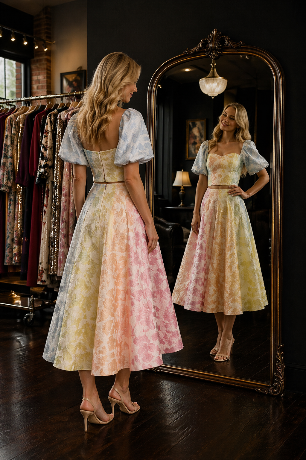 Pastel Jacquard Two-Piece Set