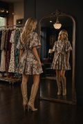 Mini floral belted dress