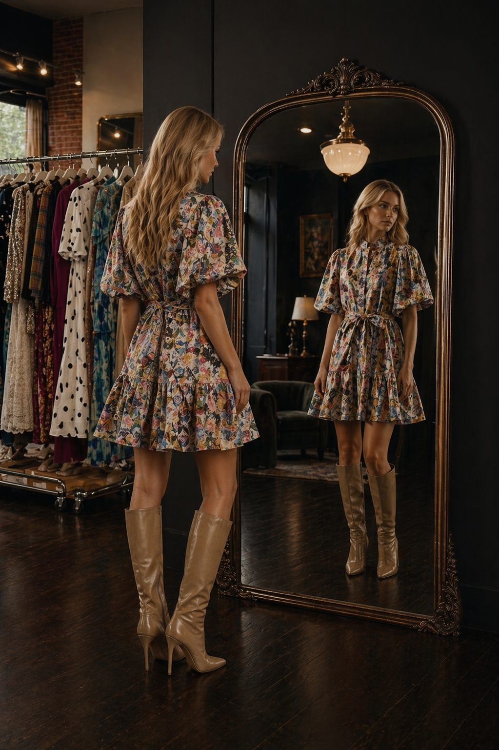Mini floral belted dress