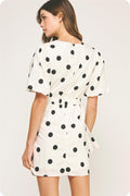 Polka dots rushed mini dress