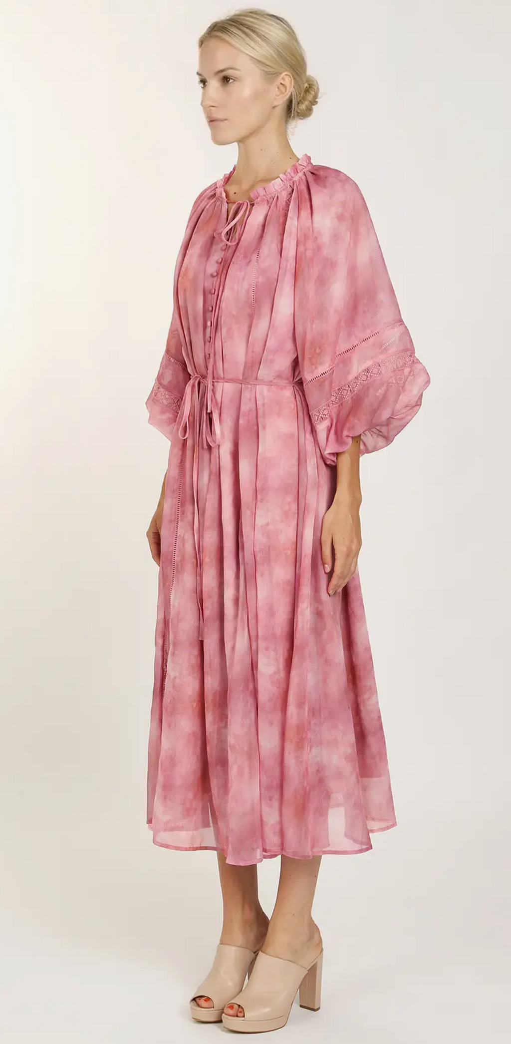 Ruffle lace details maxi dress
