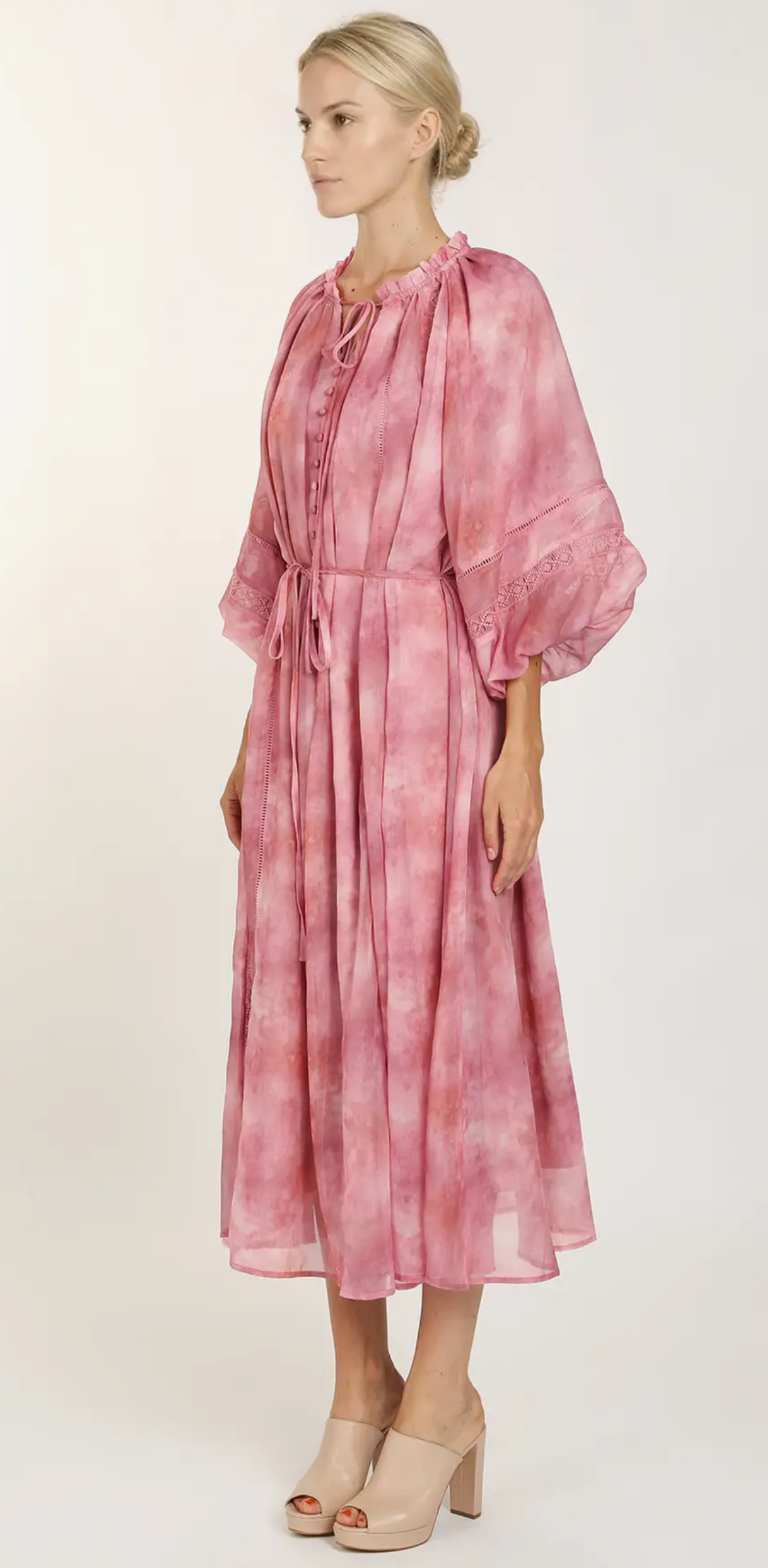Ruffle lace details maxi dress
