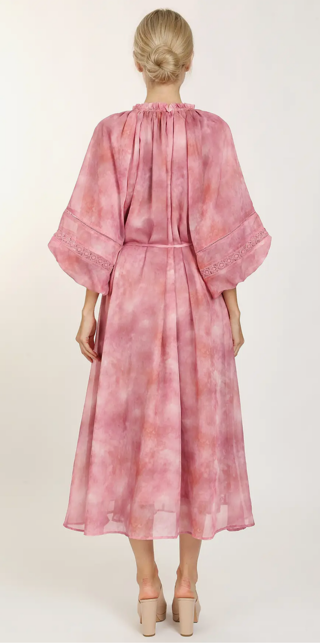 Ruffle lace details maxi dress
