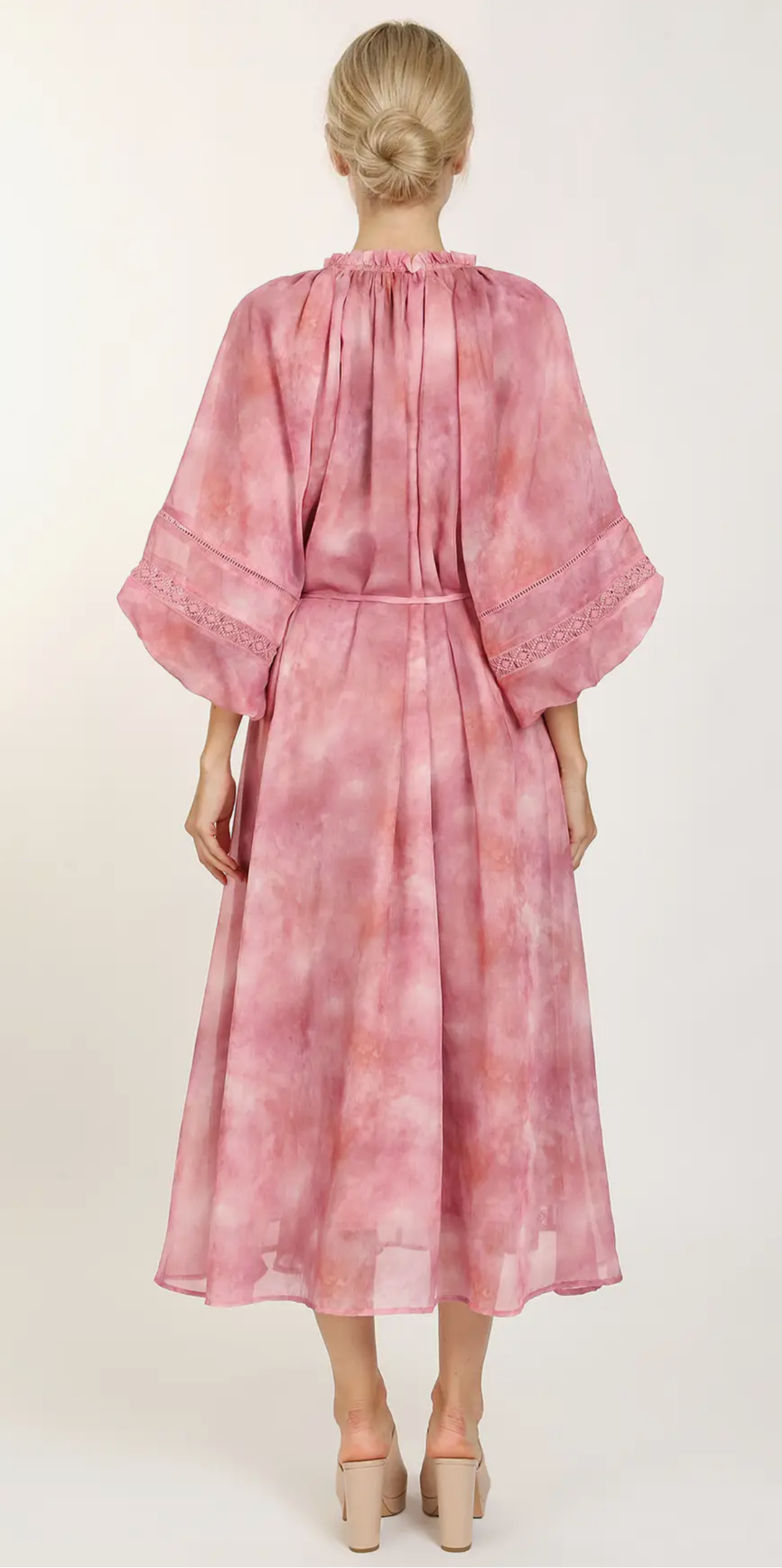 Ruffle lace details maxi dress