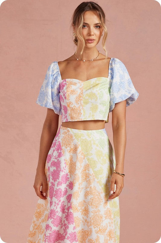 Pastel Jacquard Two-Piece Set