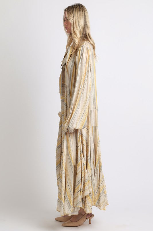 Striped Tie Neck Maxi Dress