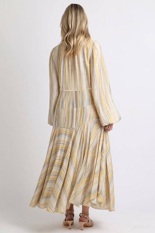 Striped Tie Neck Maxi Dress