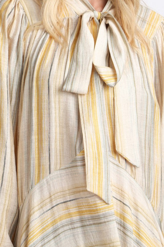 Striped Tie Neck Maxi Dress