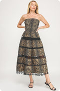 LEOPARD PRINT TRIM LONG DRESS