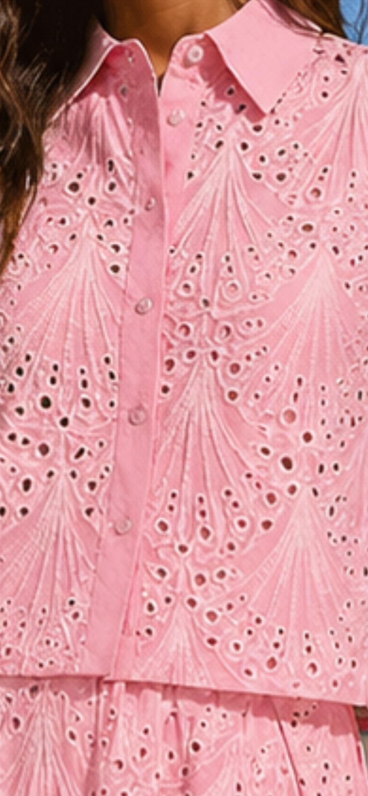 Pink eyelet skirt and shirt set