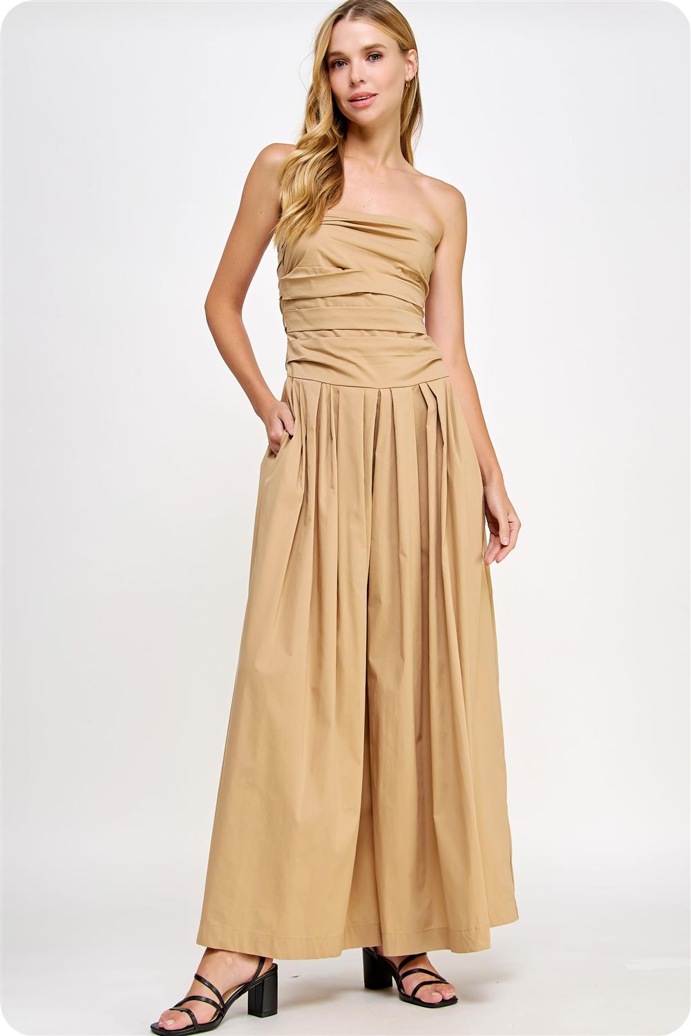TUBE POPLIN WIDE JUMPSUIT